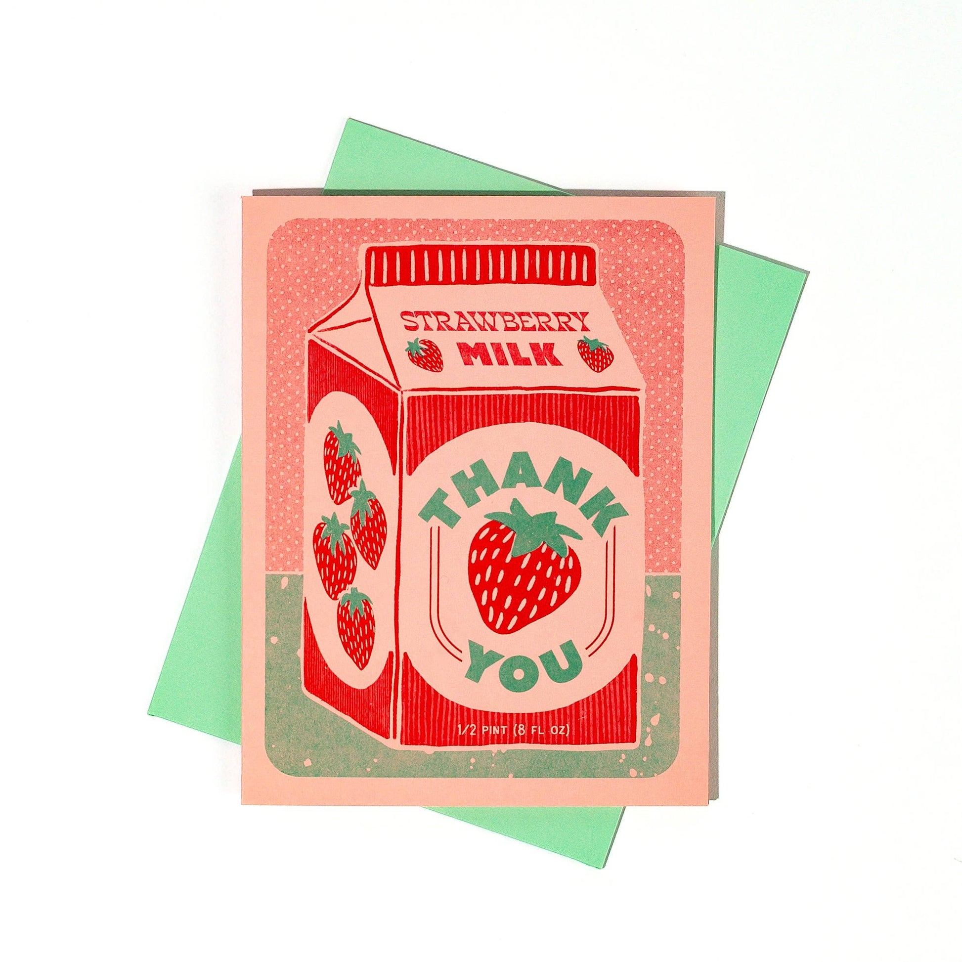 Card with strawberry milk design and 'Thank You' text on a white background