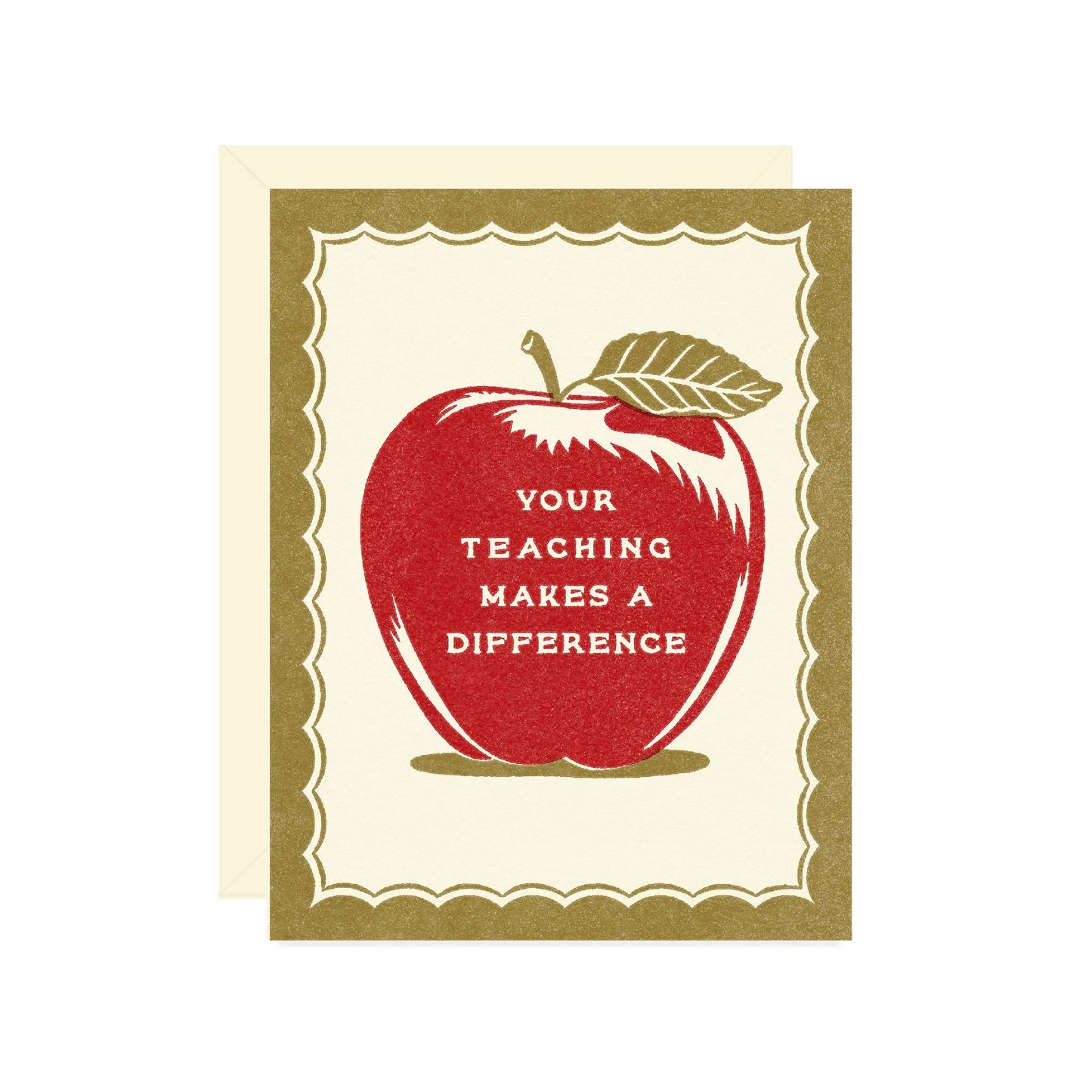 Card with a red apple graphic and text 'Your Teaching Makes a Difference' on a white background