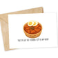 Card with a cartoon bowl of korean spicy race cakes, or tteokbokki, with envelope on a white background. Text says "You've got the tteokbo-key to my heart" 