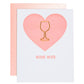 Card with pink heart and gold wine glass paper clip on a light blue background, with 'Wine Wife' text.