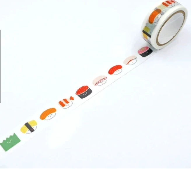 Decorative tape with sushi design on a white background