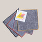 Chambray napkin set of 4 -- chambray napkins with different colored embroidered edges 