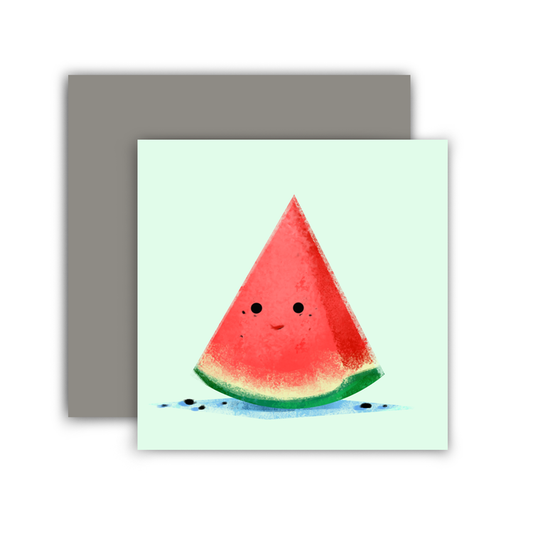 mint green mini greeting card with a watermelon on it 
