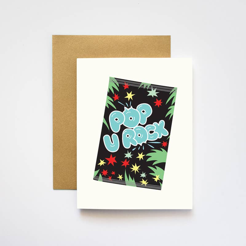 Father's Day greeting card that looks like Pop Rocks packaging and reads "Pop U Rock" 