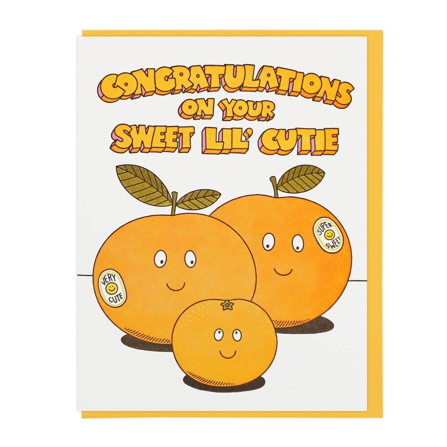 tangerine-cutie-oranges-greeting card -- reads "Congratulations on your sweet lil' cutie" 