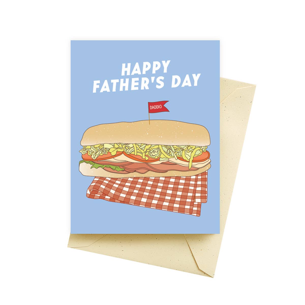 Father's day card with a hero sub on it. Text reads "Happy Father's Day" 