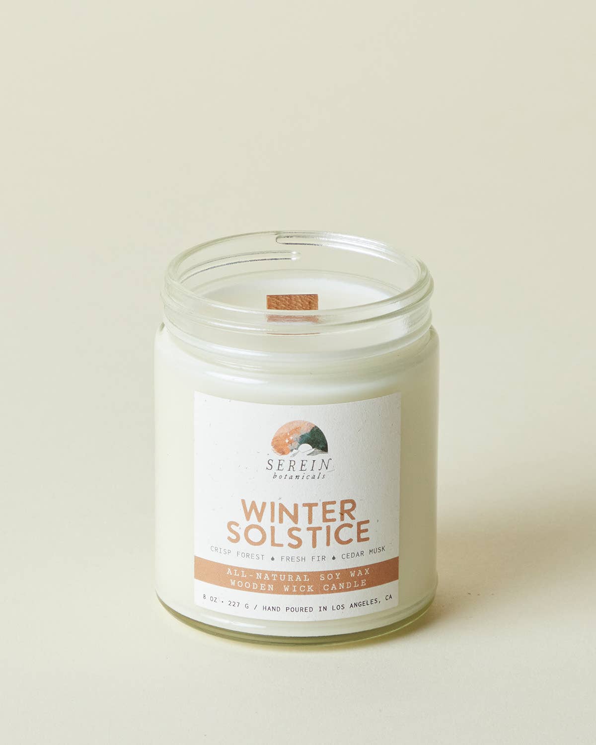 Winter Solstice scented soy wooden wick candle 