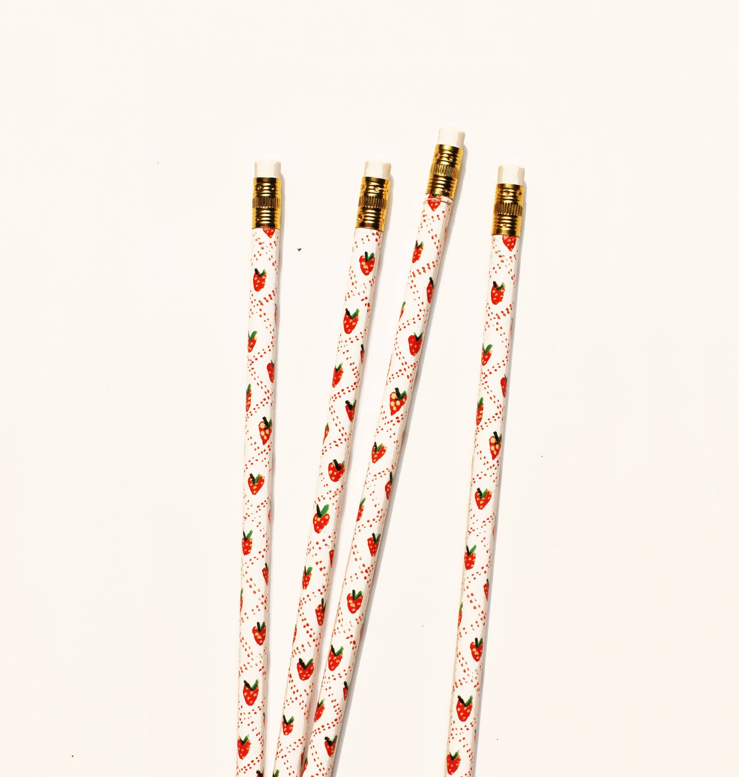 Set of 4 Strawberry pattern pencils 