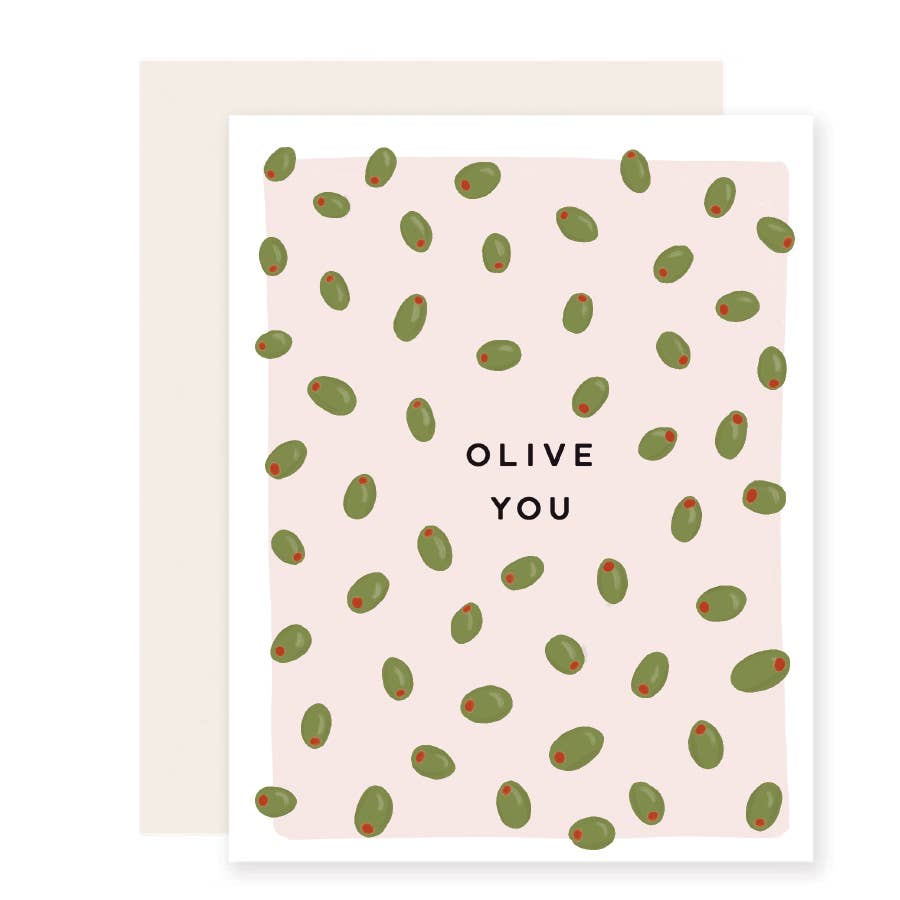 Olive love greeting card that reads "Olive You" 