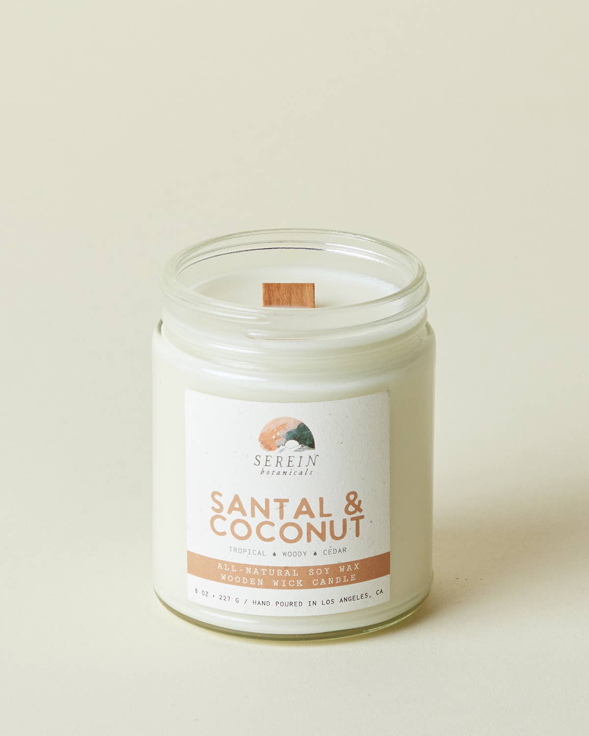 Santal & Coconut soy wooden wick candle 