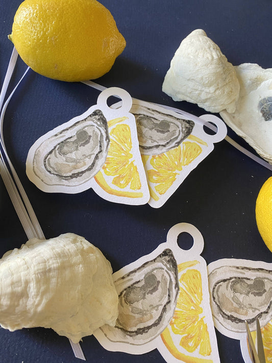 Set of oyster + lemon wedge gift tags