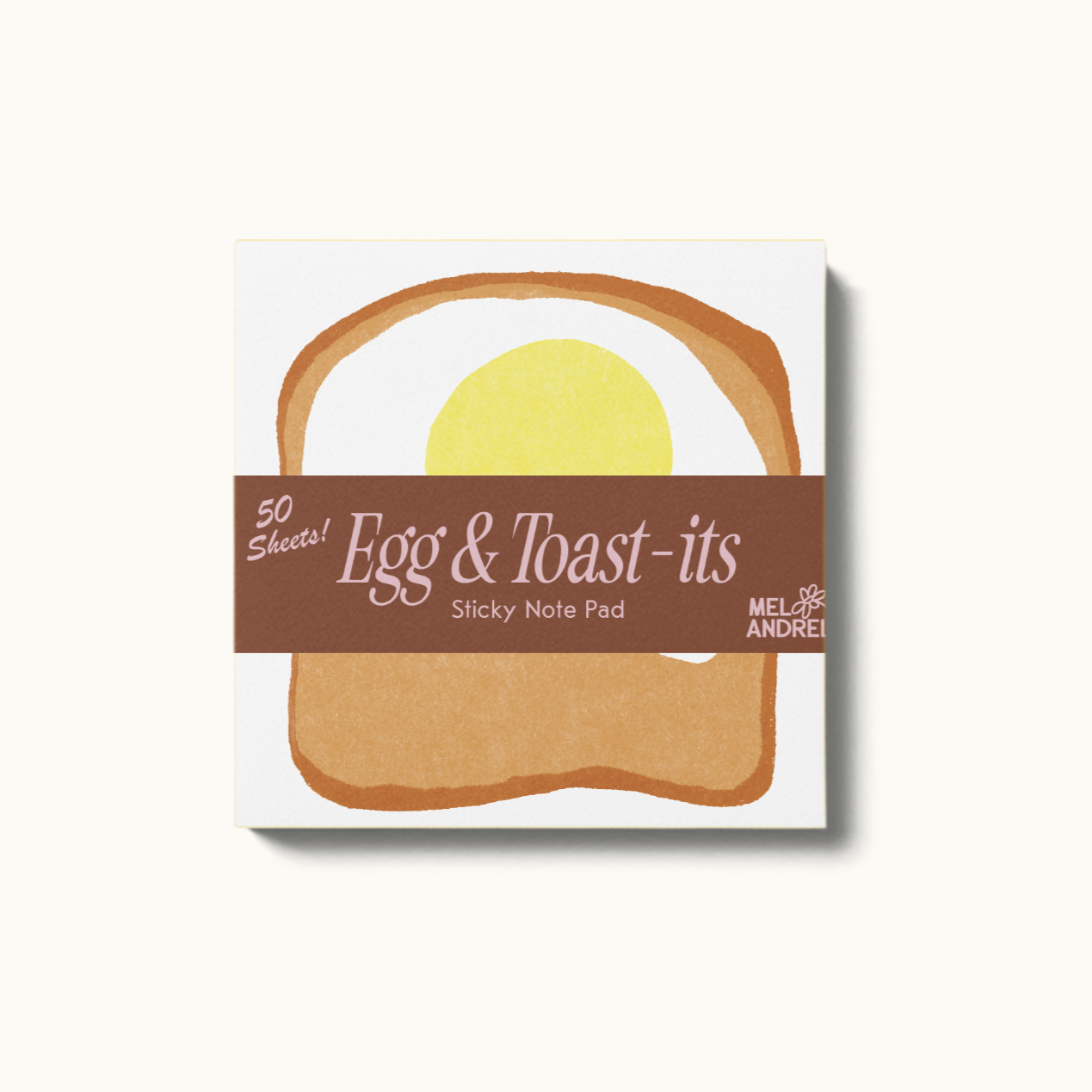 Sticky post-it notes with an egg on toast design 