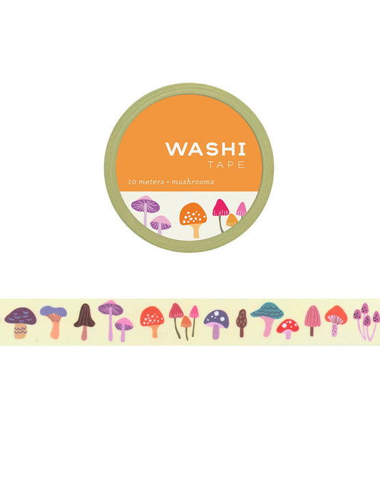 Washi tape with various colorful mushrooms as the pattern 
