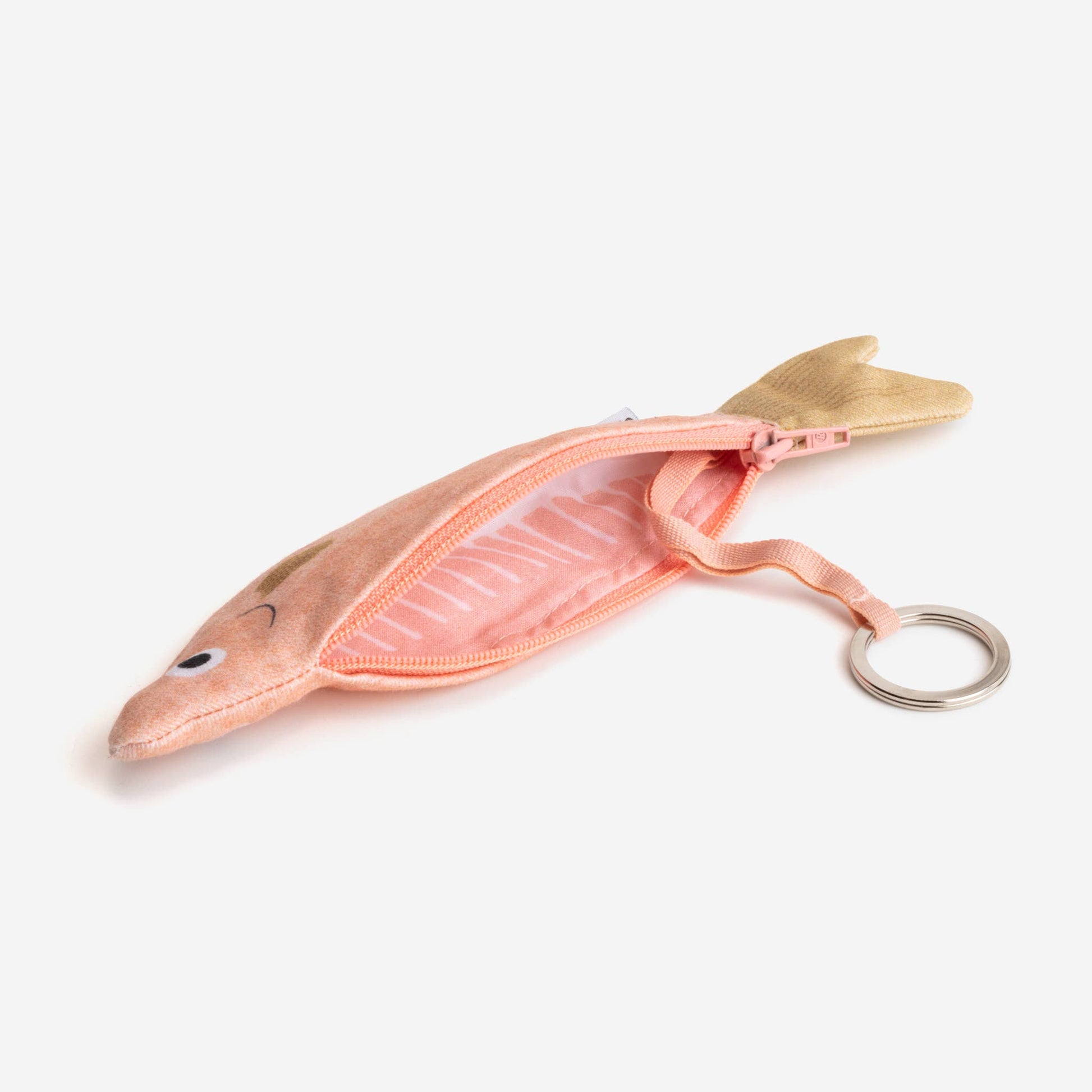 Pink anchovy fish pouch with keychain 