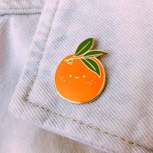 Hard enamel pin -- an orange with freckles 