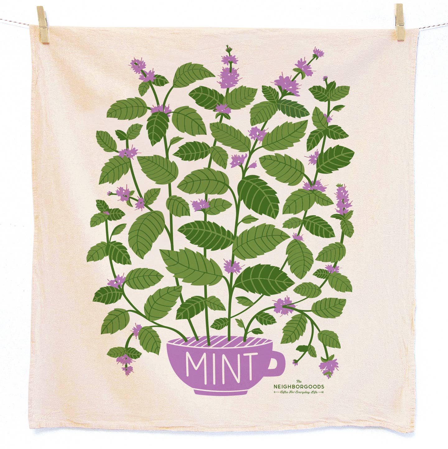 Mint plant dish towel by The Neighborgoods 