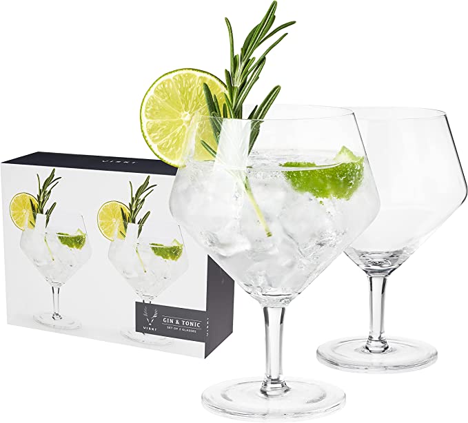 gin & tonic set of glasses with box packaging 