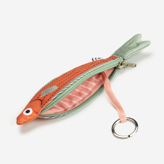 orange fusilier fish keychain pouch interior 