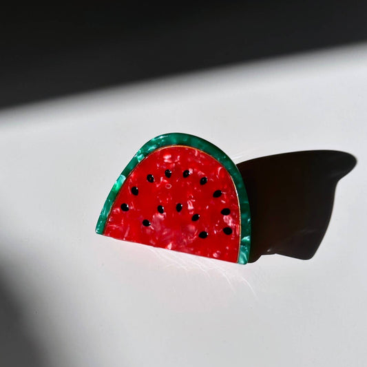 Hair clip made to look like a watermelon slice
