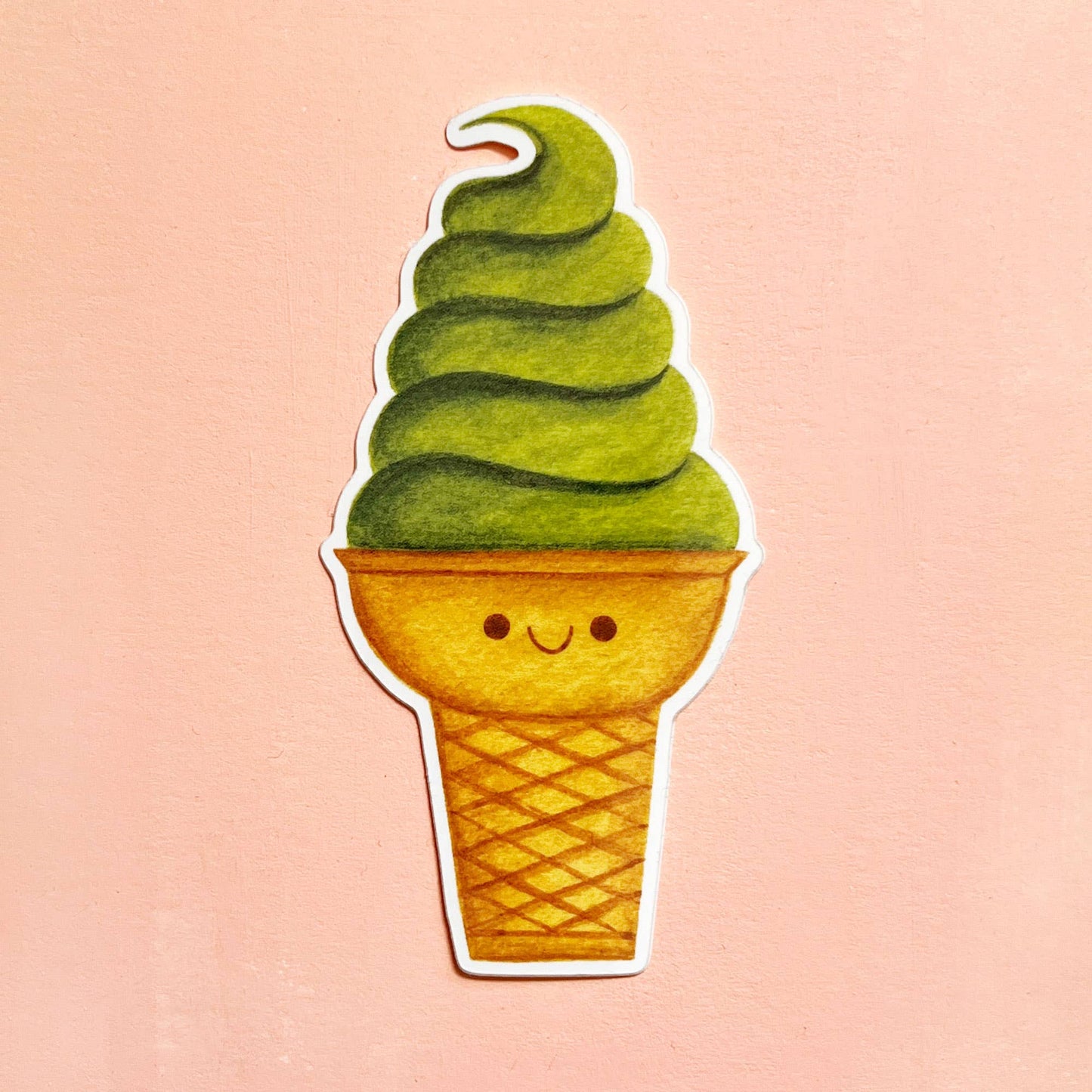 Matcha ice cream in a cone sticker 