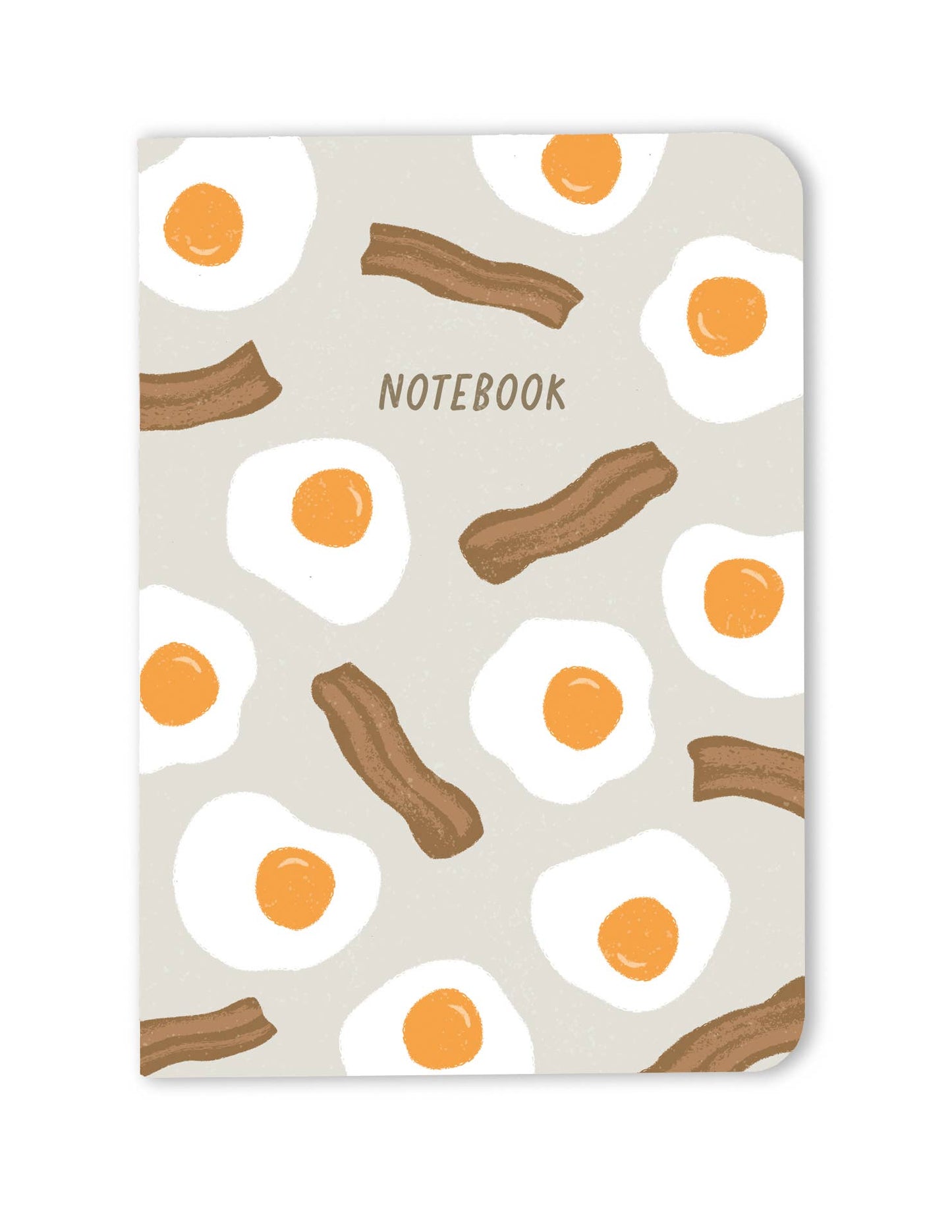 Blank pocket notebook designed with bacon and eggs on the front 
