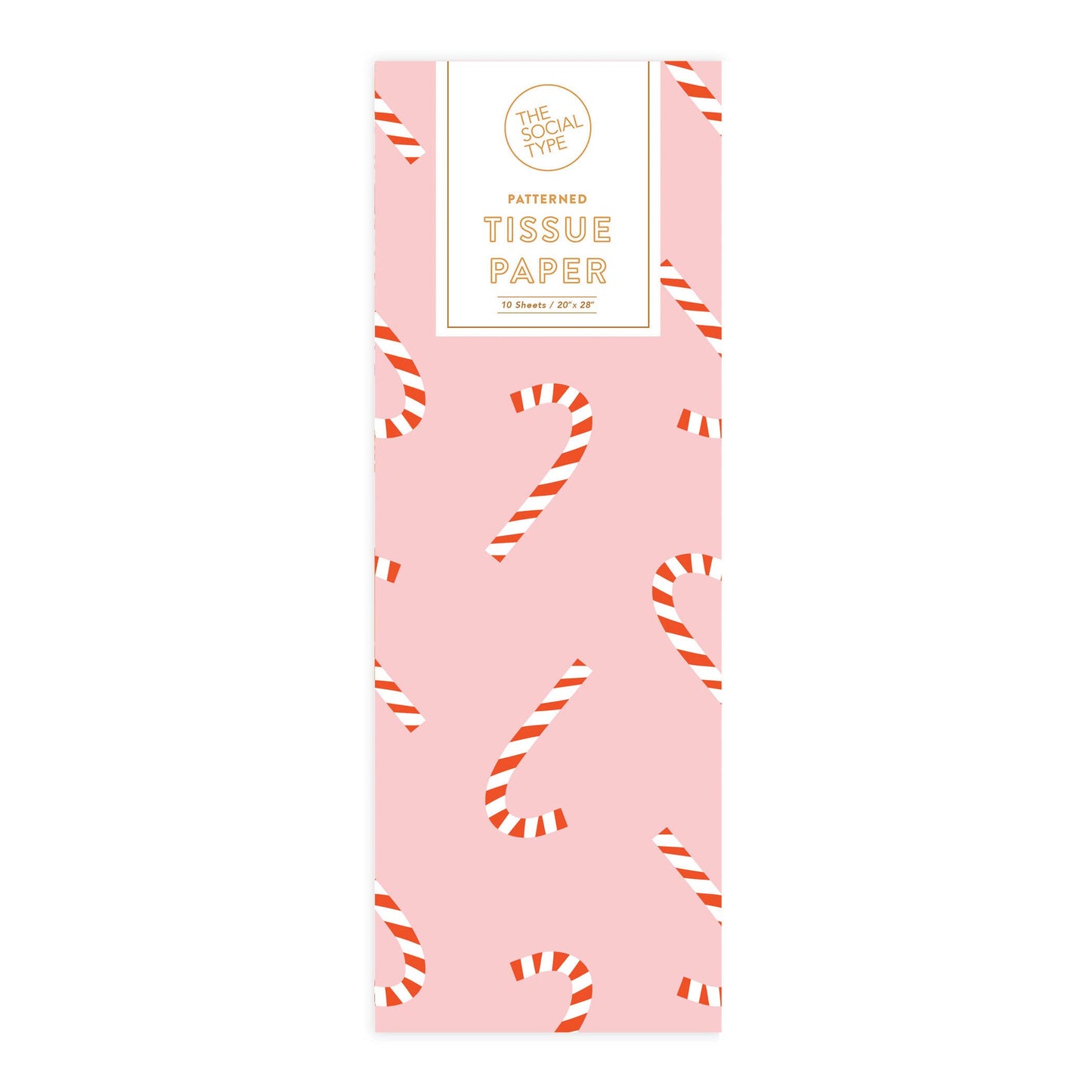 holiday candy cane tissue paper - pink with red and white candy canes 