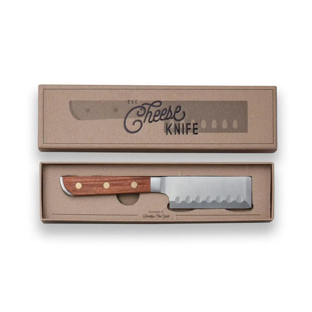 Single cheese knife with wooden handle in packaging 