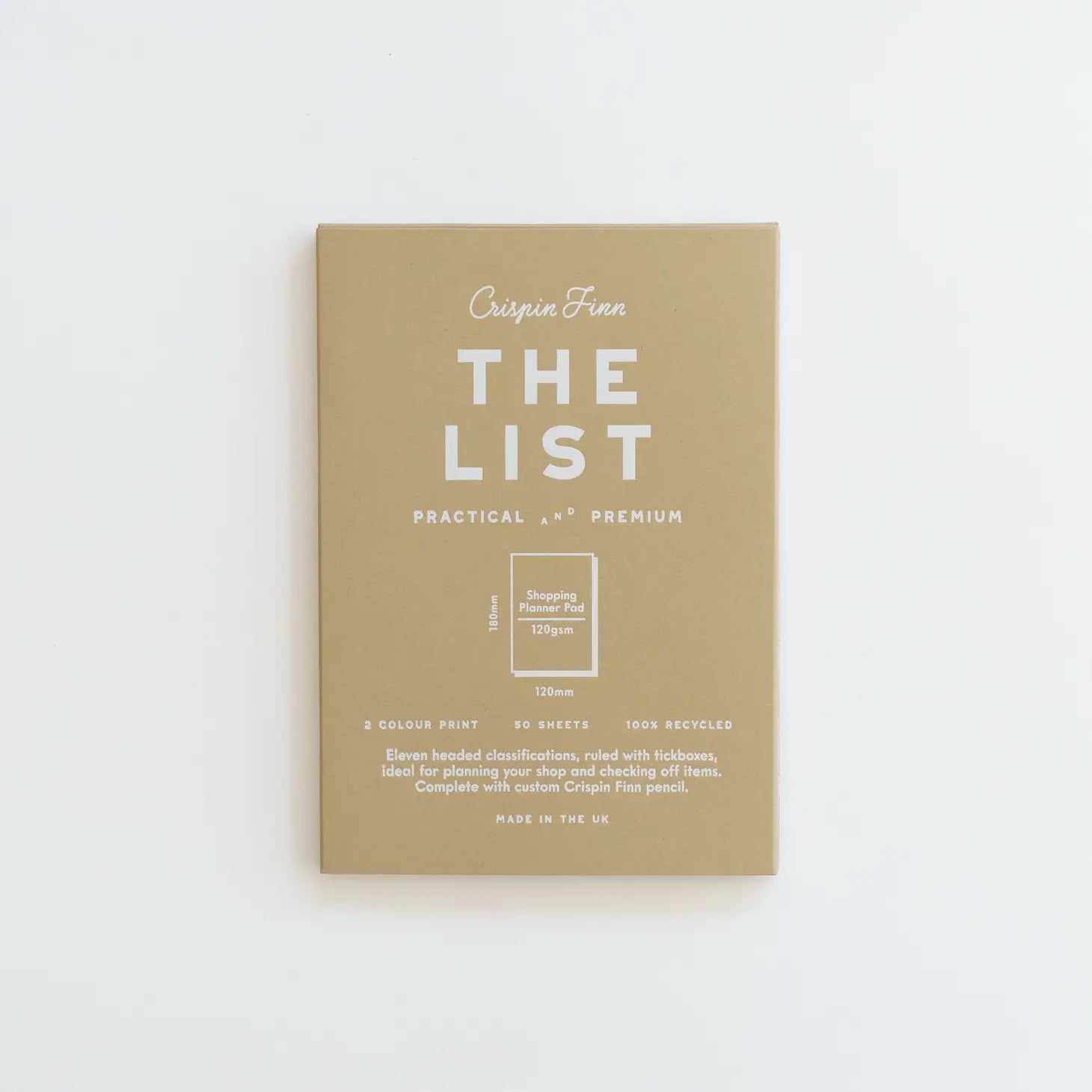 Exterior of The List shopping notepad packaging 