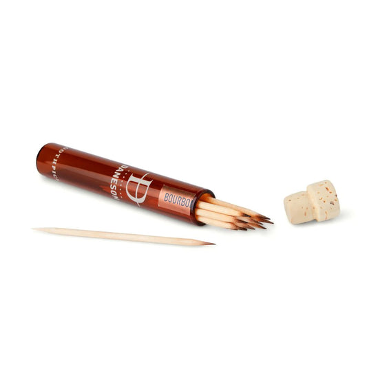 Image showing toothpicks that are soaked in bourbon packaged inside a corked tube