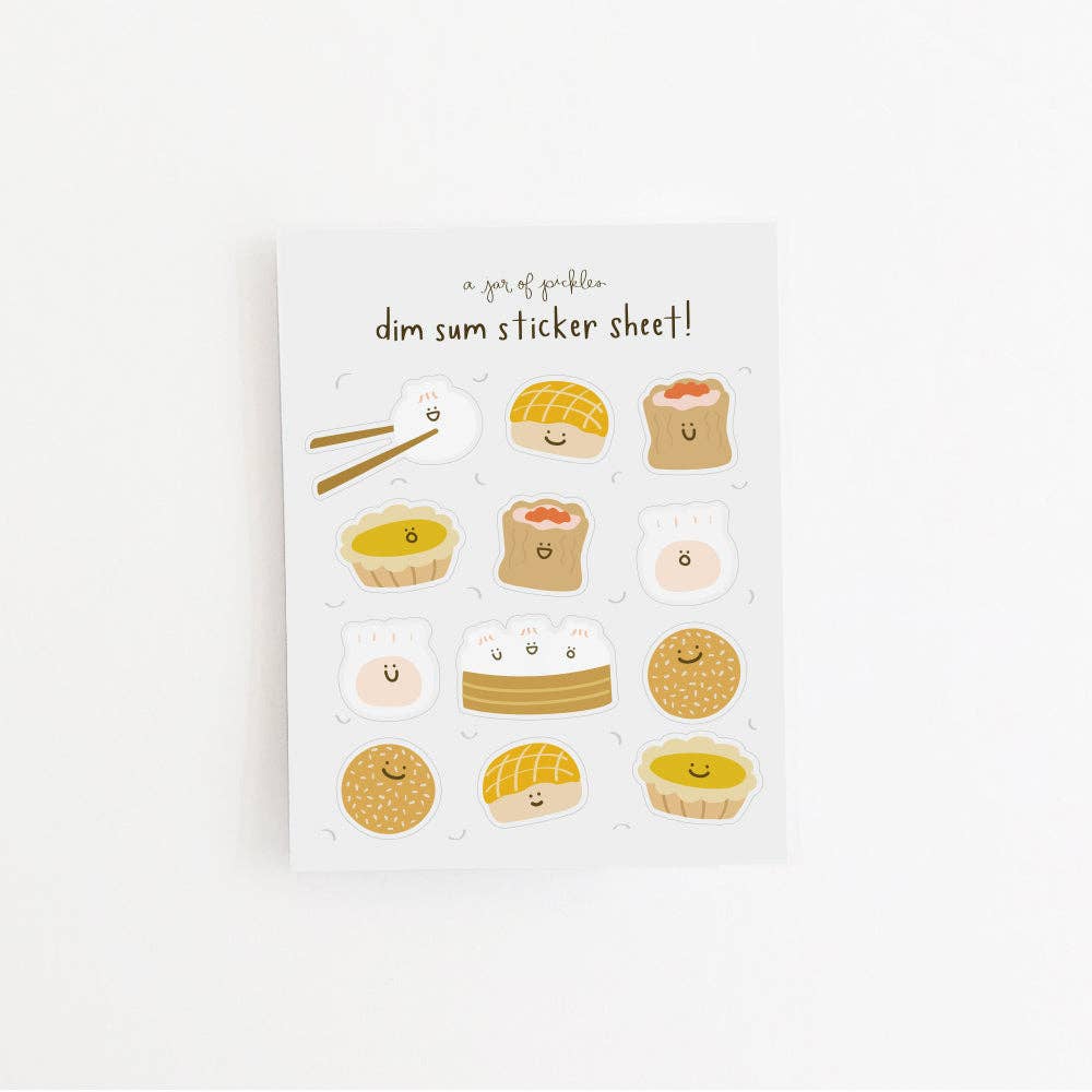 Sticker sheet consisting of twelve various dim sum treats