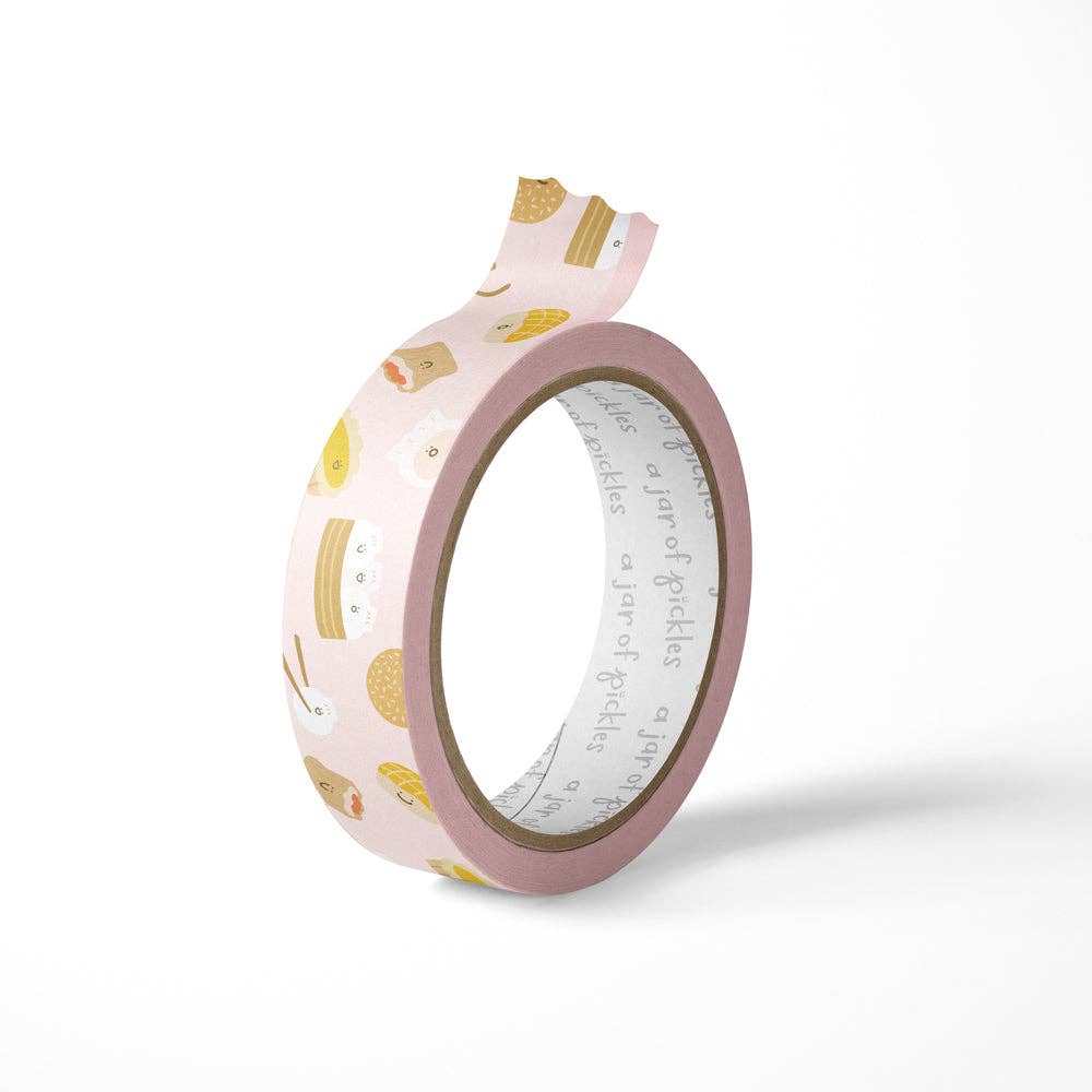 Roll of washi tape featuring different dim sum treats.