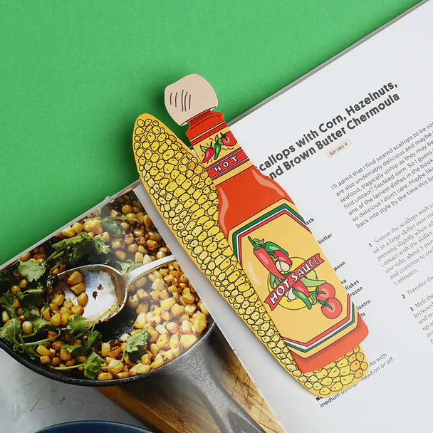 Ear of corn and hot sauce bookmark 