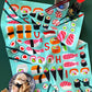 organic cotton tea towel with different sushi on it 