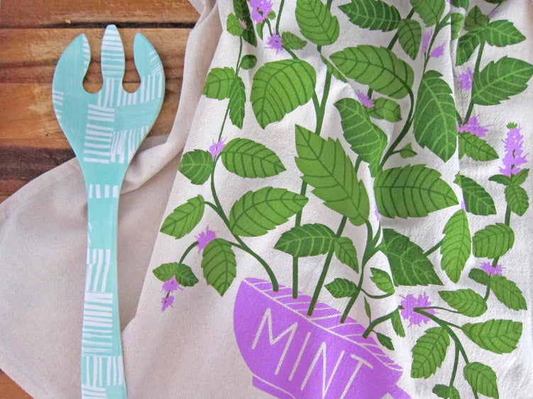 Mint plant dish towel by The Neighborgoods in kitchen 