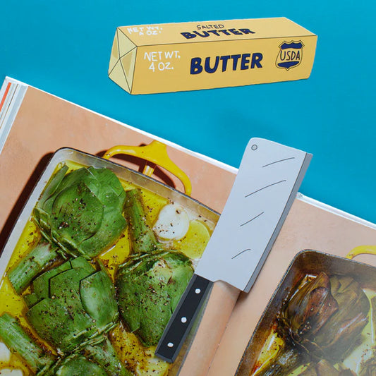 Stick of butter bookmark and meat cleaver bookmark 