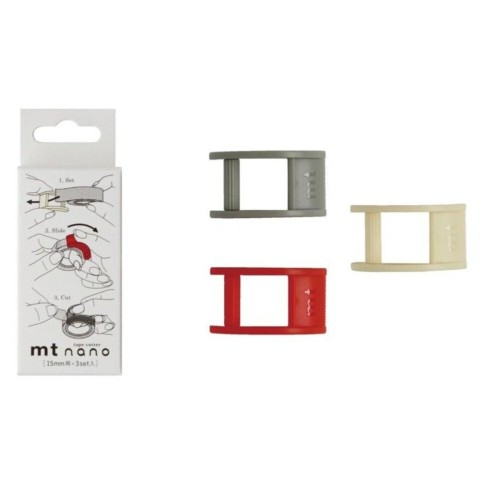 washi tape cutters -- gray, white and red 