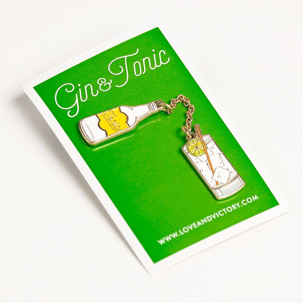 Gin and Tonic cocktail enamel pin 