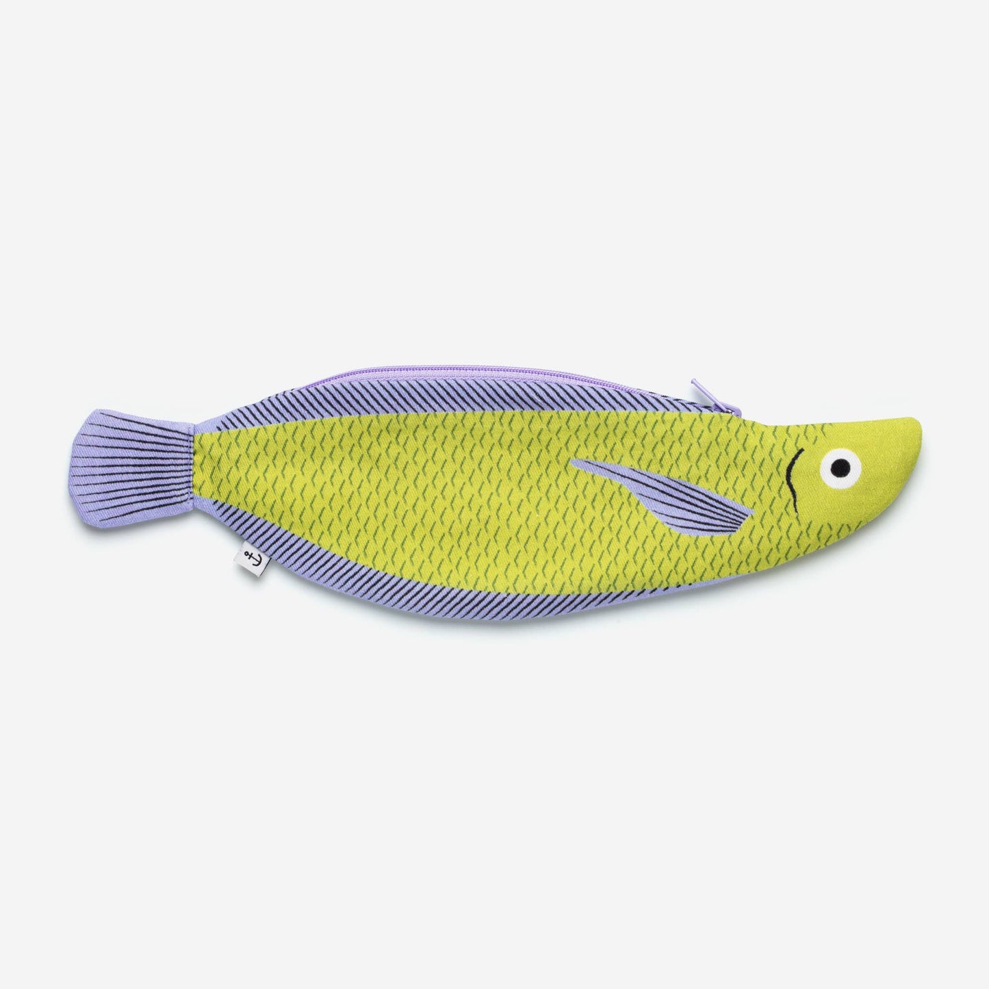 Chartreuse and lilac Arawana fish zippered pouch