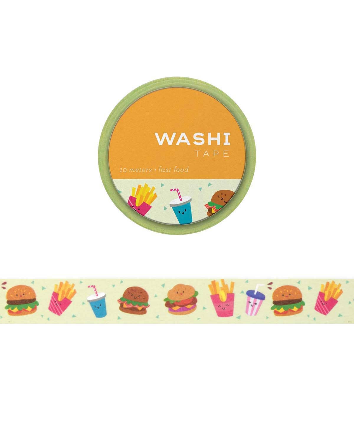 Roll of washi tape with various fast foods on it 
