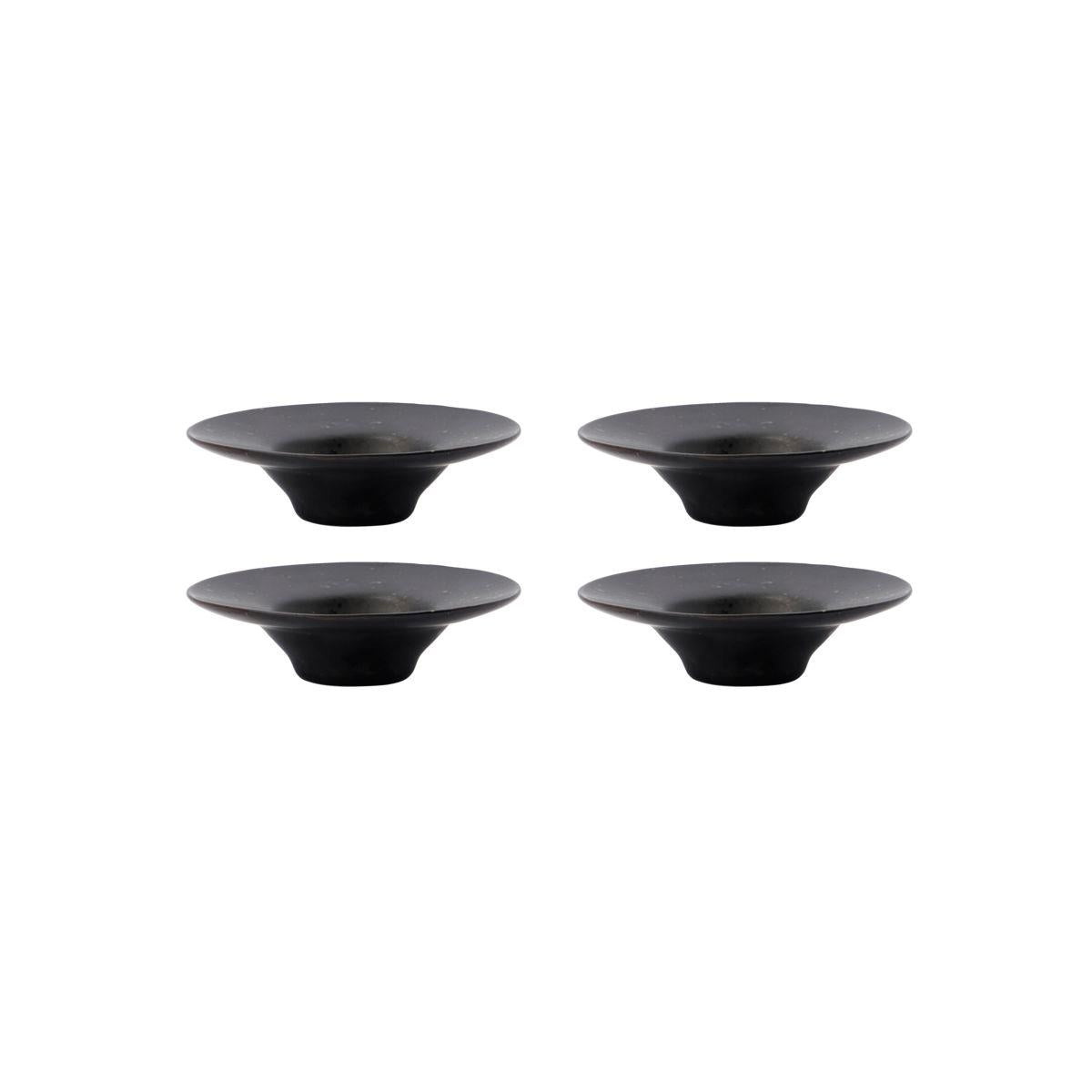 4 black egg cup/saucers