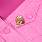 Brunch pin on a pocket flap