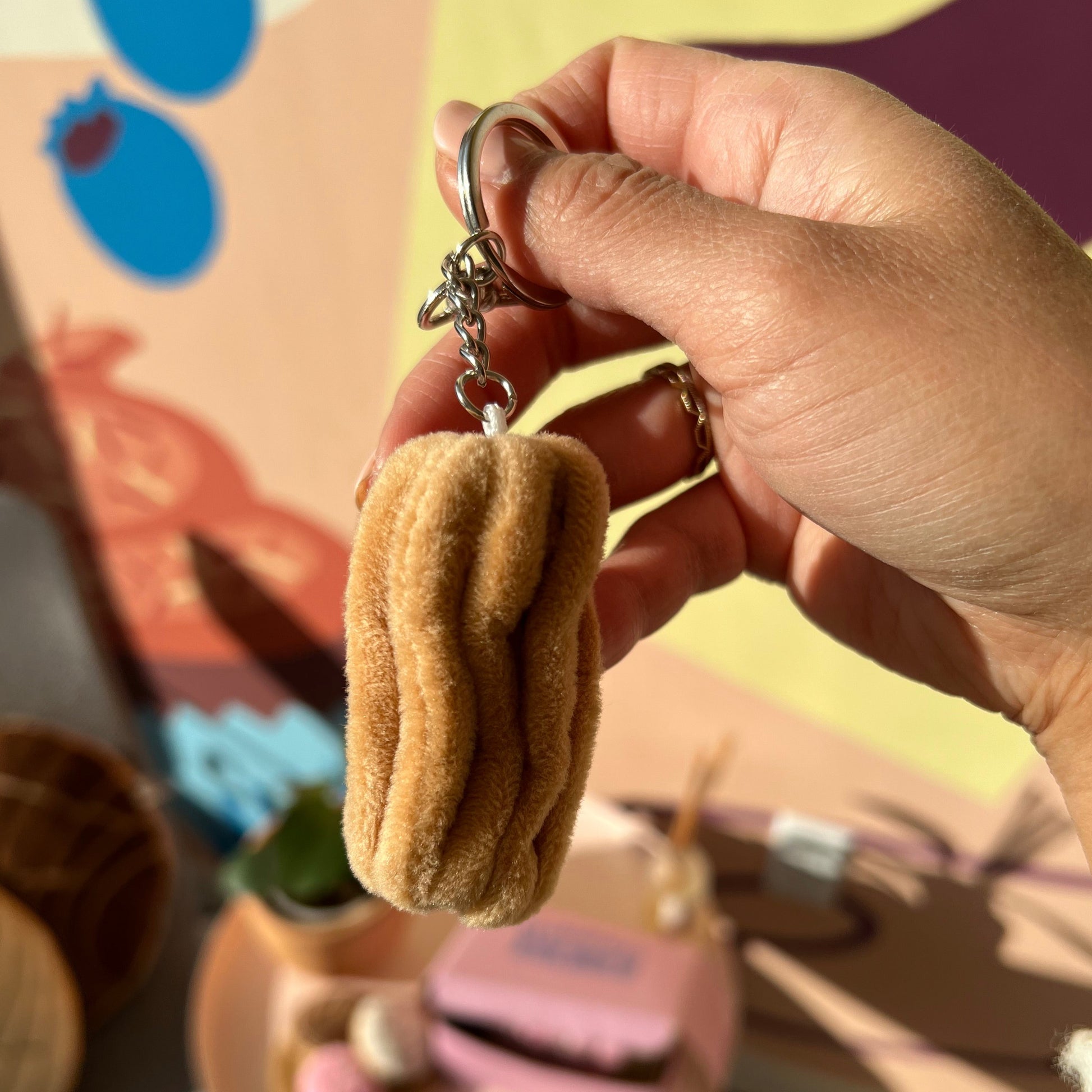 mini churro plush key chain 