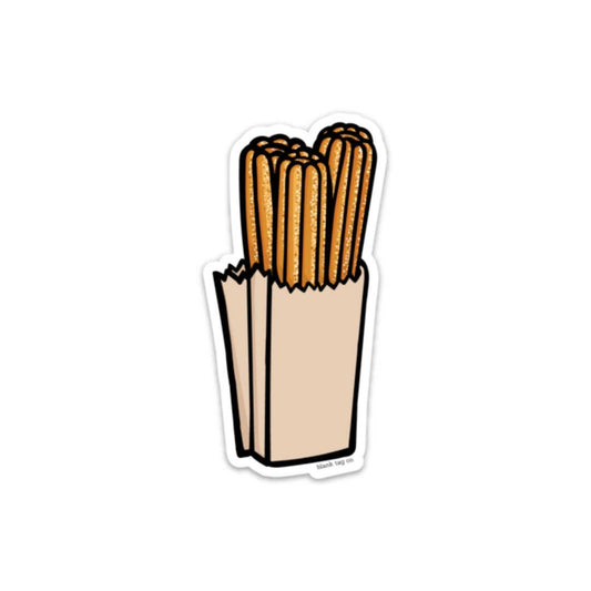 Churros sticker -- 3 churros in paper bag 