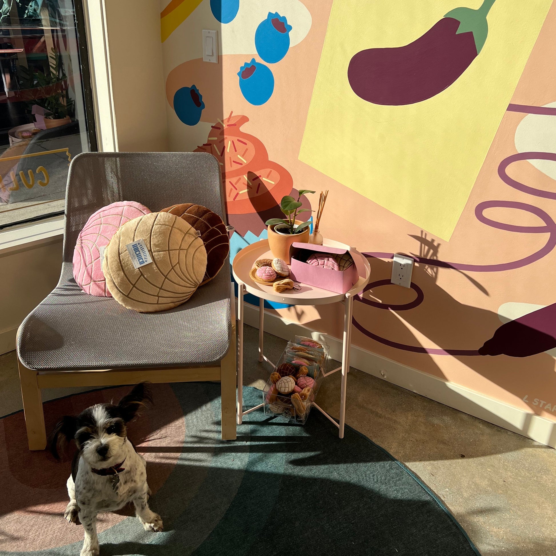 Pan dulce plush pillow cushions in white, pink and brown 