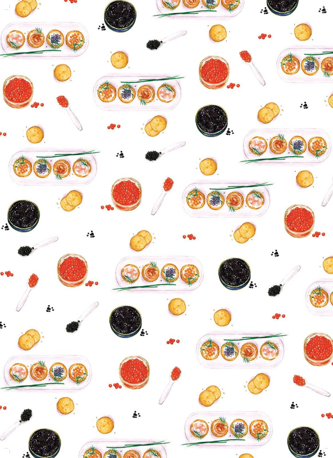 Kitchen towel with caviar as the design print 