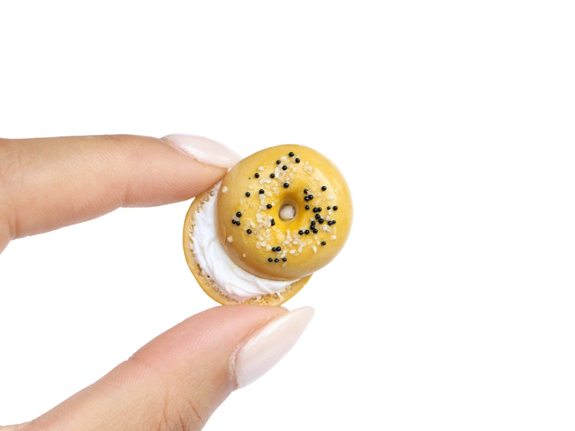 Mini everything bagel magnet. Cut in half with cream cheese schmear.