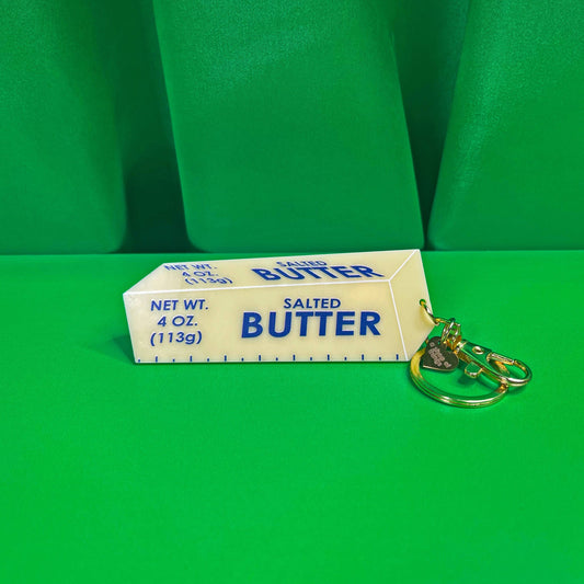 Keychain that looks like a stick of salted butter