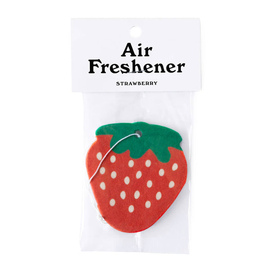 strawberry scented air freshener in the shape of astrawberry