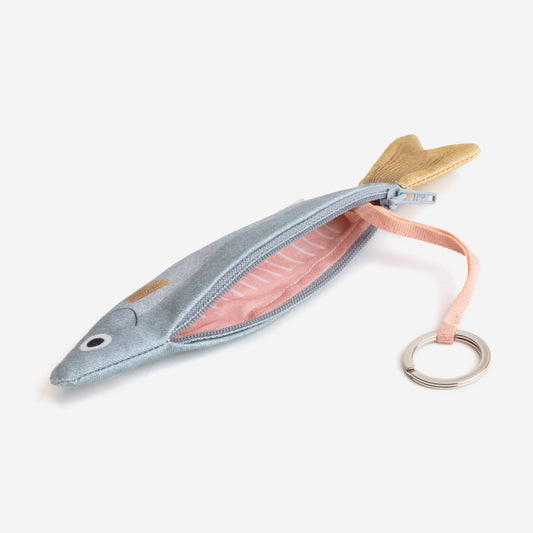 blue and yellow anchovy coin purse or keychain 