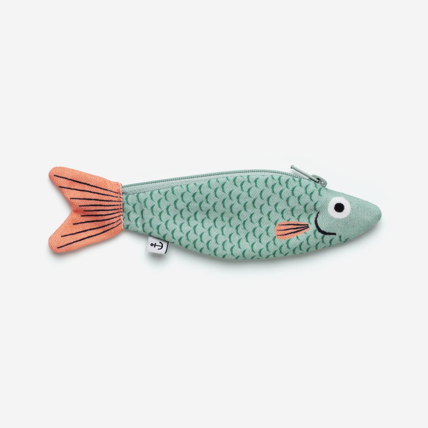 Cardenal fish zippered pouch --- body is mint green and tail is pink 